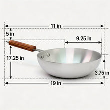 Deep Aluminum Frying Pan with Wooden Handle - 9''