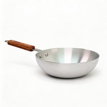 Deep Aluminum Frying Pan with Wooden Handle - 9''
