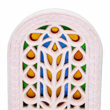 Artisanal Ceramic Card Holder with Arabesque Arch Pattern