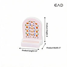 Artisanal Ceramic Card Holder with Arabesque Arch Pattern