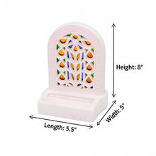 Artisanal Ceramic Card Holder with Arabesque Arch Pattern