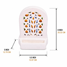 Artisanal Ceramic Card Holder with Arabesque Arch Pattern