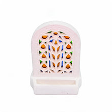 Artisanal Ceramic Card Holder with Arabesque Arch Pattern