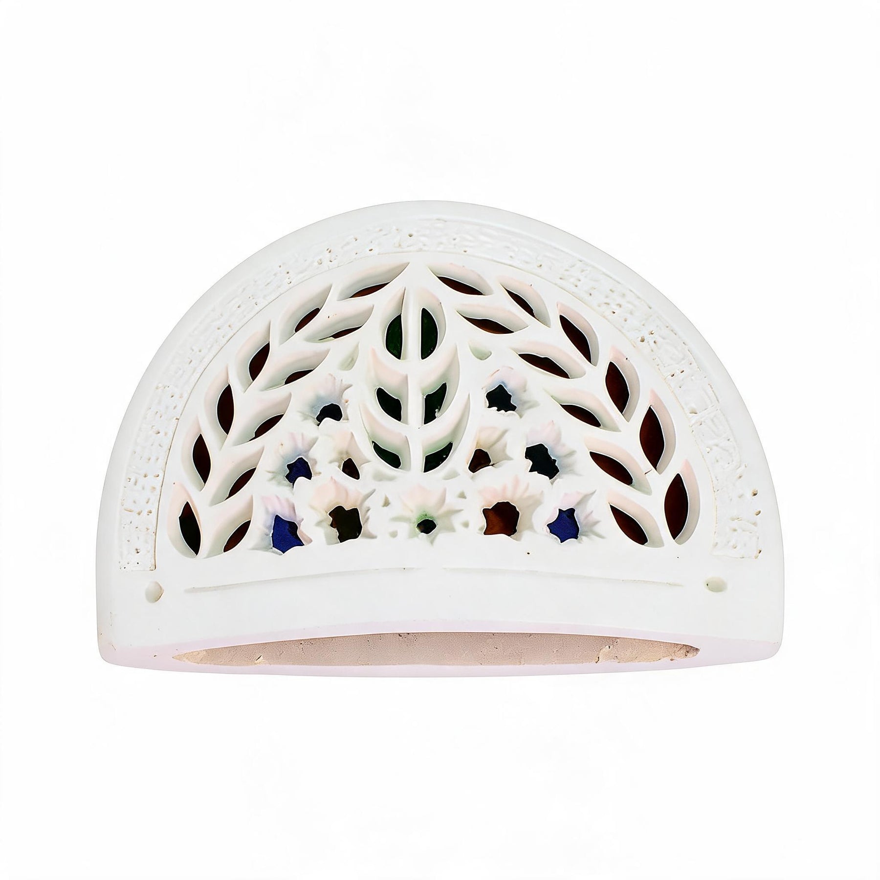 Artisanal Yemeni Arched Decoration with Stained Glass Design