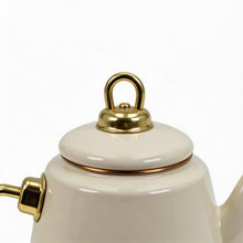 Premium Ceramic Teapot 1.0L - Ivory/Cream Finish with Gold Hardware