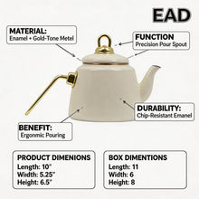Premium Ceramic Teapot 1.0L - Ivory/Cream Finish with Gold Hardware