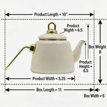 Premium Ceramic Teapot 1.0L - Ivory/Cream Finish with Gold Hardware