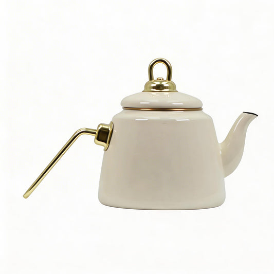 Premium Ceramic Teapot 1.0L - Ivory/Cream Finish with Gold Hardware