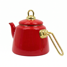Premium Ceramic Teapot 1.0L - Red Finish with Gold Hardware
