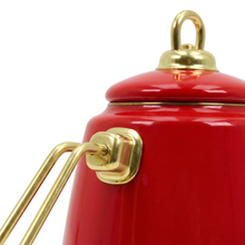 Premium Ceramic Teapot 1.0L - Red Finish with Gold Hardware
