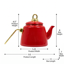 Premium Ceramic Teapot 1.0L - Red Finish with Gold Hardware