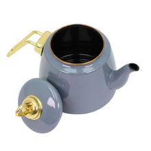 Premium Ceramic Teapot 1.0L - Gray Finish with Gold Hardware