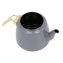 Premium Ceramic Teapot 1.0L - Gray Finish with Gold Hardware