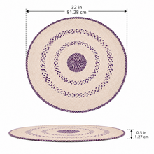 Handwoven Traditional Yemeni Round Sufra Table Mat – Cream with Red & Blue Woven Accents, 32-Inch