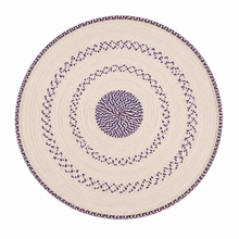 Handwoven Traditional Yemeni Round Sufra Table Mat – Cream with Red & Blue Woven Accents, 32-Inch