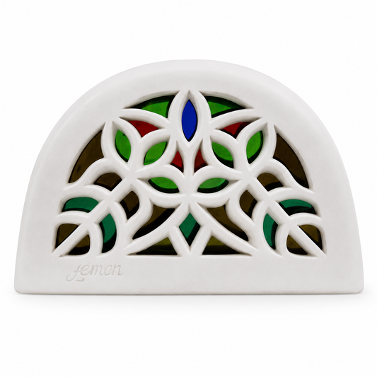 Artisanal Yemeni Arched Decoration with Stained Glass Design - Large