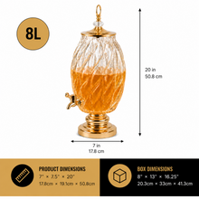 7-Piece Amber Glass Beverage Dispenser Set with 8L Drink Server and 6 Tumblers