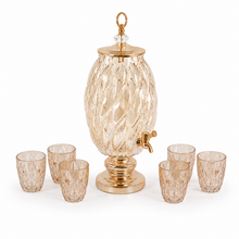 7-Piece Amber Glass Beverage Dispenser Set with 6 Tumblers, 6L