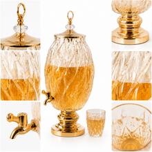 7-Piece Amber Glass Beverage Dispenser Set with 6 Tumblers, 6L