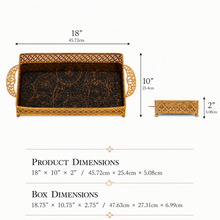 Luxury Black & Gold Glass Serving Tray Set - 2PC Gold Mosaic