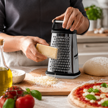 Black and Silver Box Grater with Raised Handle, 9.5 Inch