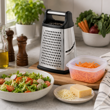 Black and Silver Box Grater with Raised Handle, 9.5 Inch