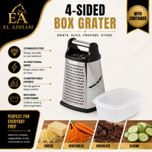 Black and Silver Box Grater with Raised Handle, 9.5 Inch