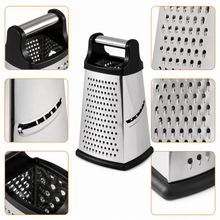 Black and Silver Box Grater with Raised Handle, 9.5 Inch