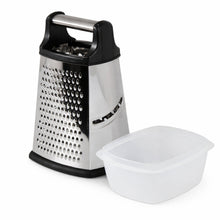 Black and Silver Box Grater with Raised Handle, 9.5 Inch