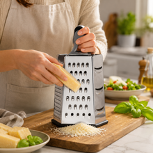 Black and Silver Hexagonal Box Grater with Handle, 9.5 Inch