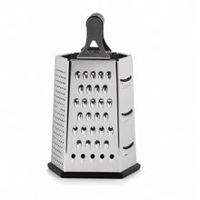 Black and Silver Hexagonal Box Grater with Handle, 9.5 Inch
