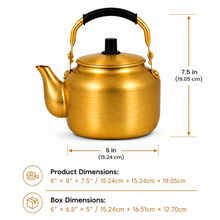 1.5L Golden Tea Kettle with Black Grip Handle and Lid