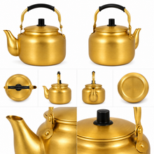 1.5L Golden Tea Kettle with Black Grip Handle and Lid