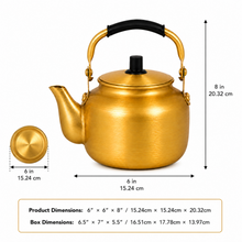 2L Gold-Tone Tea Kettle with Black Grip Handle and Lid