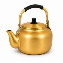 2L Gold-Tone Tea Kettle with Black Grip Handle and Lid
