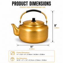 8L Golden Tea Kettle with Black Grip Handle and Fitted Lid