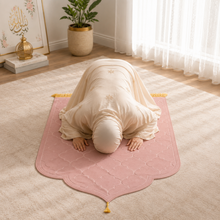 Beige Premium Velvet Muslim Prayer Rug