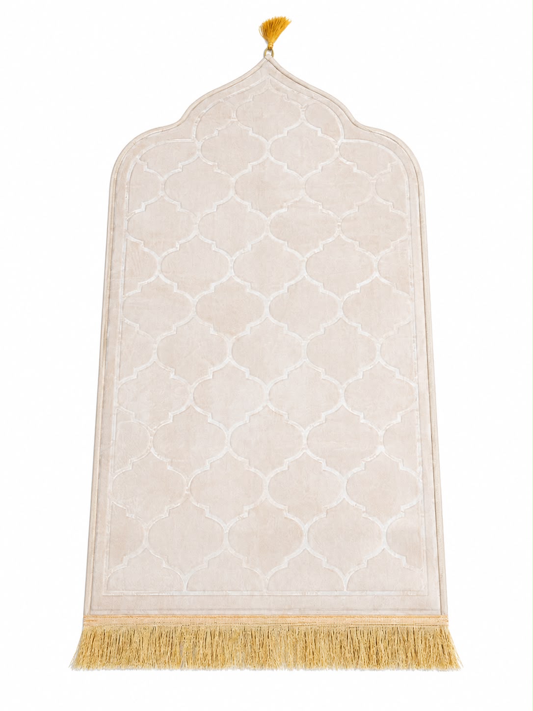 Beige Premium Velvet Muslim Prayer Rug