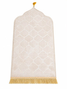Beige Premium Velvet Muslim Prayer Rug