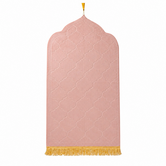 Beige Premium Velvet Muslim Prayer Rug
