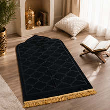 Black Premium Velvet Muslim Prayer Rug
