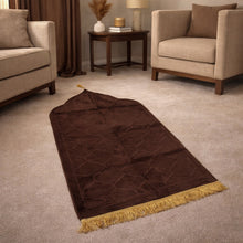 Brown Premium Velvet Muslim Prayer Rug