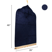 Navy Blue Premium Velvet Muslim Prayer Rug