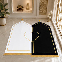 His and Hers White-Black Anti-Slip Padded Prayer Mat