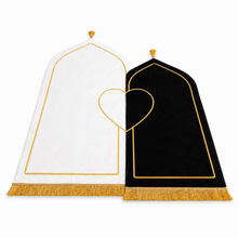 His and Hers White-Black Anti-Slip Padded Prayer Mat