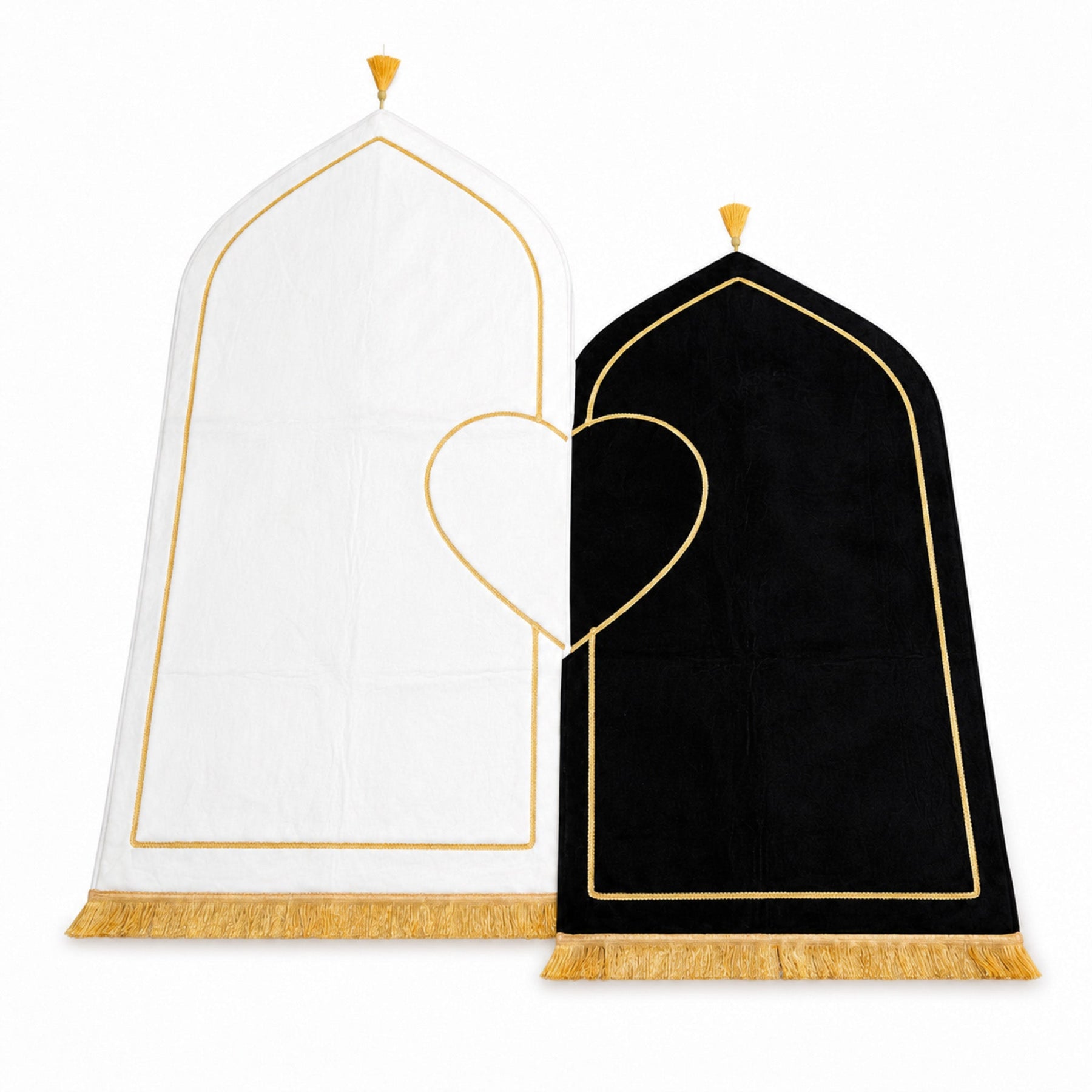 His and Hers White-Black Anti-Slip Padded Prayer Mat