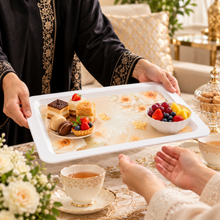 Elegant Floral Coffee and Tea Serving Tray - 20"