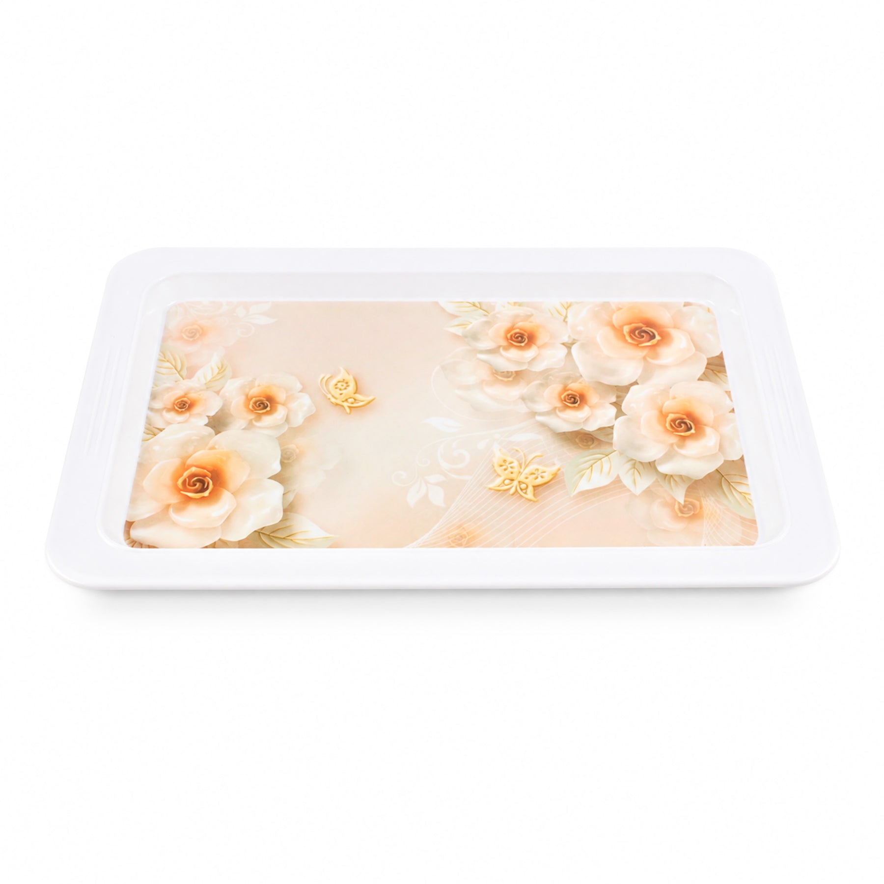 Elegant Floral Coffee and Tea Serving Tray - 20"
