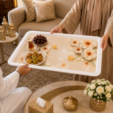 Elegant Floral Coffee and Tea Serving Tray - 22"