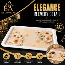 Elegant Floral Coffee and Tea Serving Tray - 22"
